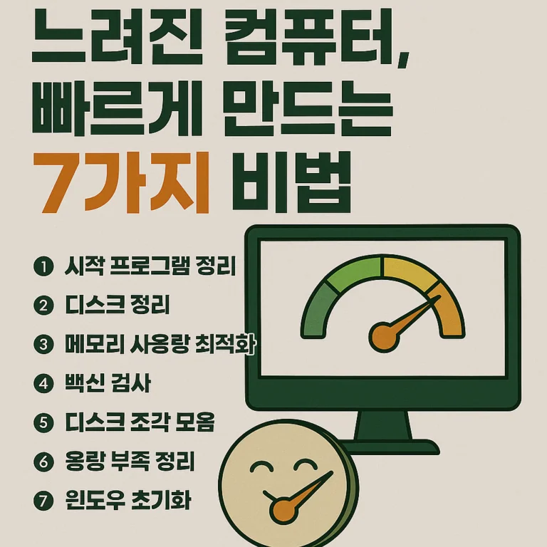 느려진 컴퓨터, 빠르게 만드는 7가지 비법